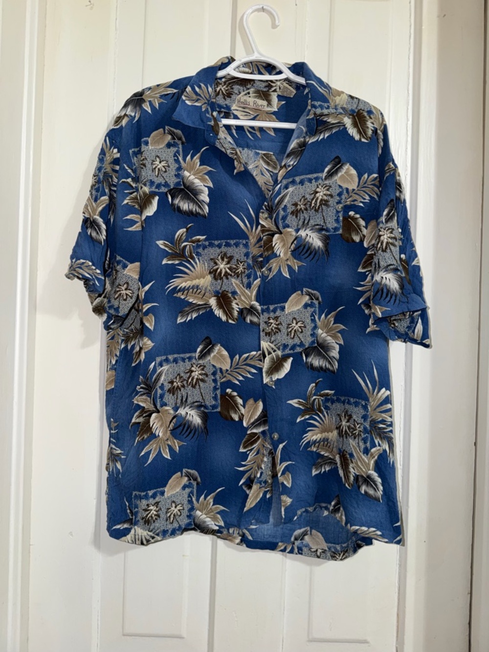Men's XL Hollis River Blue Floral Short-Sleeve Hawaiian Shirt summer beach
